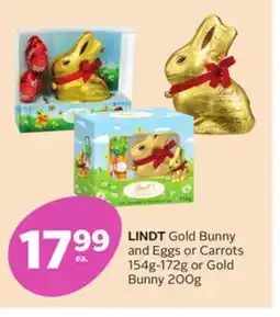 Rexall LINDT Gold Bunny and Eggs or Carrots 154g-172g or Gold Bunny 200g offer