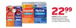 Rexall VICKS DayQuil + NyQuil Complete or Cold & Flu 2-Packs, 236mL or 354mL or Liquid Capsules 16' s-48' s offer