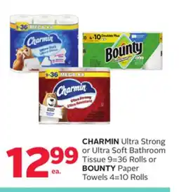Rexall CHARMIN Ultra Strong or Ultra Soft Bathroom Tissue 9 = 36 Rolls or BOUNTY Paper Towels 4 = 10 Rolls offer