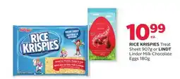 Rexall RICE KRISPIES Treat Sheet 907g or LINDT Lindor Milk Chocolate Eggs 180g offer