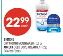Shoppers Drug Mart BIOTÈNE DRY MOUTH MOUTHWASH (1L) or ABREVA COLD SORE TREATMENT (2g) offer
