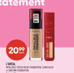 Shoppers Drug Mart L'ORÉAL INFALLIBLE FRESH WEAR FOUNDATION, CONCEALER or SKIN INK FOUNDATION offer
