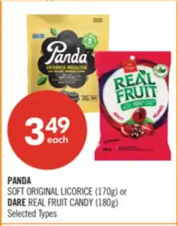 Shoppers Drug Mart PANDA SOFT ORIGINAL LICORICE (170g) or DARE REAL FRUIT CANDY (180g) offer