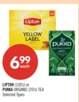 Shoppers Drug Mart LIPTON (100's) or PUKKA ORGANIC (20's) TEA offer