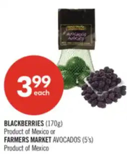 Shoppers Drug Mart BLACKBERRIES (170g) Product of Mexico or FARMERS MARKET AVOCADOS (5's) offer