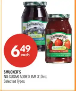 Shoppers Drug Mart SMUCKER'S NO SUGAR ADDED JAM offer