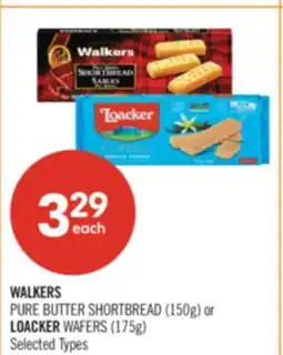 Shoppers Drug Mart WALKERS PURE BUTTER SHORTBREAD (150g) or LOACKER WAFERS (175g) offer