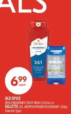 Shoppers Drug Mart OLD SPICE HIGH ENDURANCE BODY WASH (532mL) or GILLETTE GEL ANTIPERSPIRANT/DEODORANT (108g) offer