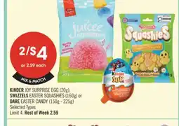 Shoppers Drug Mart KINDER JOY SURPRISE EGG (20g), SWIZZELS EASTER SQUASHIES (160g) or DARE EASTER CANDY (150g-225g) offer