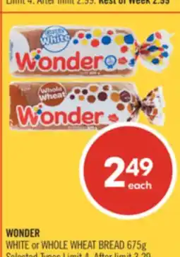Shoppers Drug Mart WONDER WHITE or WHOLE WHEAT BREAD offer