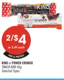 Shoppers Drug Mart KIND or POWER CRUNCH SNACK BAR offer