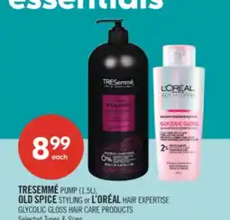 Shoppers Drug Mart TRESEMMÉ PUMP (1.5L) OLD SPICE STYLING or L'OREAL HAIR EXPERTISE GLYCOLIC GLOSS HAIR CARE PRODUCTS offer