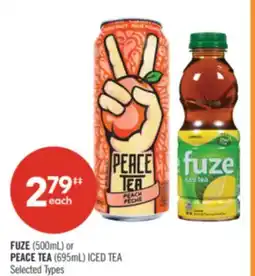 Shoppers Drug Mart FUZE (500mL) or PEACE TEA (695mL) ICED TEA offer