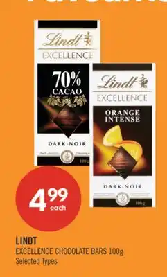 Shoppers Drug Mart LINDT EXCELLENCE CHOCOLATE BARS offer