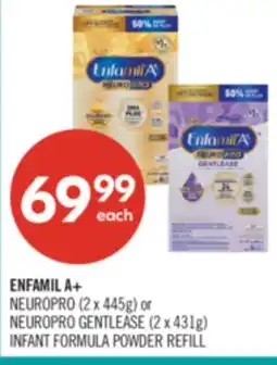 Shoppers Drug Mart ENFAMIL A+ NEUROPRO (2 x 445g) or NEUROPRO GENTLEASE (2 x 431g) INFANT FORMULA POWDER REFILL offer