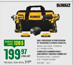 BMR ENS. PERCEUSE À PERCUSSION ET VISSEUSE À CHOCS SANS FIL DEWALT offer