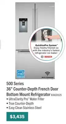 The Brick Bosch 21.6 Cu. Ft. French-Door Bottom Mount Refrigerator - Stainless Steel offer