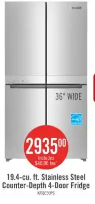 The Brick Kitchenaid 19.4-cu. ft. Stainless Steel Counter-Depth 4-Door Fridge offer