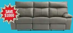 The Brick Matteo 88 Genuine Leather Power Reclining Sofa - Aviarah Grey offer