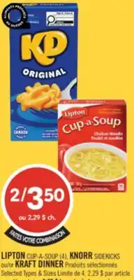 Pharmaprix LIPTON CUP-A-SOUP (4L), KINDER SIDEKICKS or KRAFT DINNER offer