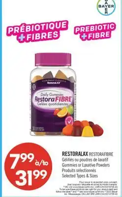 Pharmaprix RESTORALAX RESTORAFIBRE Gummies or Laxative Powders offer