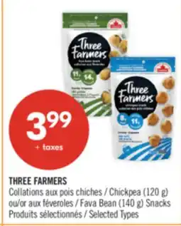 Pharmaprix THREE FARMERS Chickpea (120 g) or Fava Bean (140 g) Snacks offer