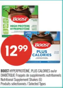 Pharmaprix BOOST HYPERPROTÉINÉ, PLUS CALORIES or DIABÉTIQUE Nutritional Supplement Shakes offer