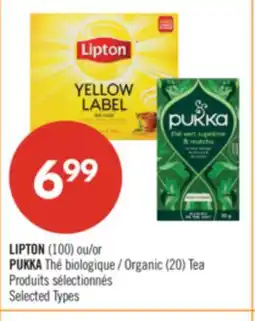 Pharmaprix LIPTON (100) or PUKKA Organic (20) Tea offer