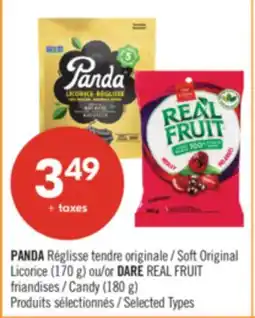 Pharmaprix PANDA Soft Original Licorice (170 g) or DARE REAL FRUIT Candy (180 g) offer
