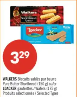 Pharmaprix WALKERS Pure Butter Shortbread (150 g) or LOACKER Wafers (175 g) offer