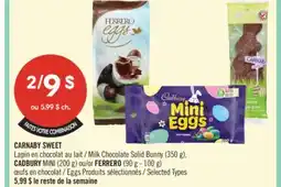 Pharmaprix CARNABY SWEET Milk Chocolate Solid Bunny (350 g), CADBURY MINI (200 g) or FERRERO Eggs (90 g-100 g) offer