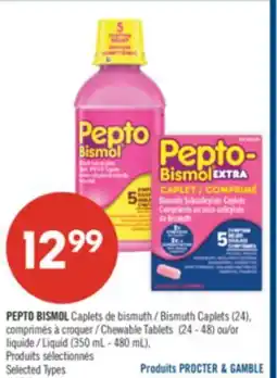 Pharmaprix PEPTO BISMOL Caplets Bismuth Caplets (24), Chewable Tablets (24 -48) or Liquid (350 mL - 480 mL) offer