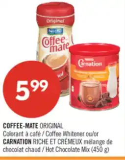 Pharmaprix COFFEE-MATE ORIGINAL Coffee Whitener or CARNATION RICHE ET CRÉMEUX Hot Chocolate Mix offer