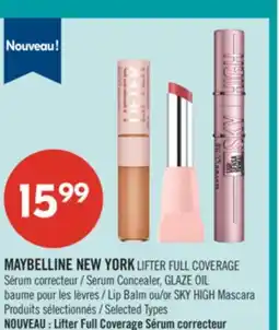 Pharmaprix MAYBELLINE NEW YORK LIFTER FULL COVERAGE Serum Concealer, GLAZE OIL Lip Balm or SKY HIGH Mascara offer