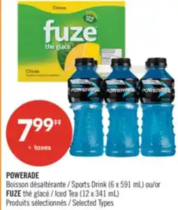 Pharmaprix POWERADE Sports Drink (6 x 591 mL) or FUZE Iced Tea (12 x 341 mL) offer
