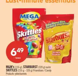 Pharmaprix M&M's 155 g, STARBURST 320 g or SKITTLES 235 g - 320 g Candy offer