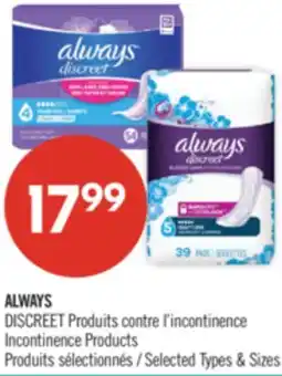 Pharmaprix ALWAYS DISCREET Incontinence Products offer