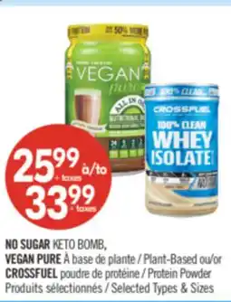 Pharmaprix NO SUGAR KETO BOMB, VEGAN PURE Plant-Based or CROSSFUEL Protein Powder offer