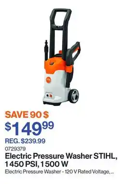 Patrick Morin Electric Pressure Washer STIHL, 1 450 PSI, 1 500 W offer