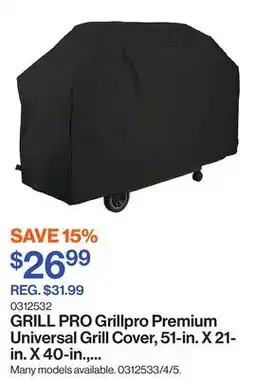 Patrick Morin Grillpro Premium Universal Grill Cover, 51-in. X 21-in. X 40-in., Black offer