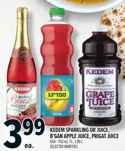 Metro Kedem sparkling or juice, b'gan apple juice, prigat juice offer
