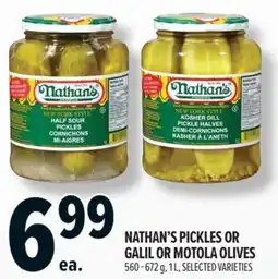 Metro Nathan's pickles or galil or motola olives offer
