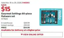 Costco Gourmet Settings 60-piece flatware set offer