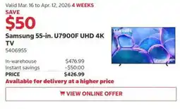 Costco Samsung 55-in. U7900F UHD 4K TV offer