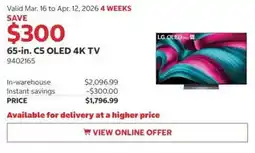 Costco 65-in. C5 OLED 4K TV offer