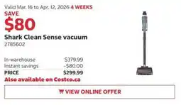 Costco Shark Clean Sense vacuum offer