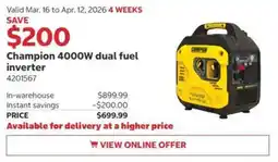 Costco Champion 4000W dual fuel inverter offer