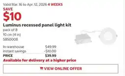 Costco Luminus recessed panel light kit offer