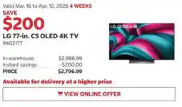 Costco LG 77-in. C5 OLED 4K TV offer
