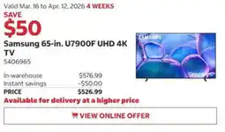 Costco Samsung 65-in. U7900F UHD 4K TV offer